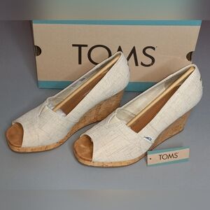 TOMS Women's Classic Wedge  Natural Crosshatch Jacquard  Espadrille Sandals/  9